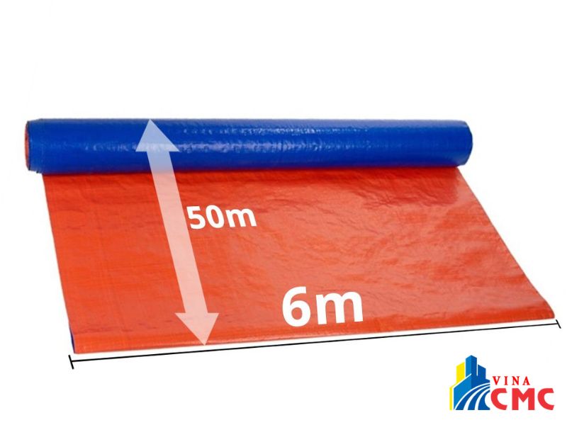 Các loại bạt che nắng mưa khổ 6m - Bạt xanh cam
